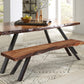 Reese Live Edge Solid Wood Metal Leg Dining Bench in Natural Acacia
