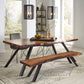 Reese Live Edge Solid Wood Metal Leg Dining Bench in Natural Acacia