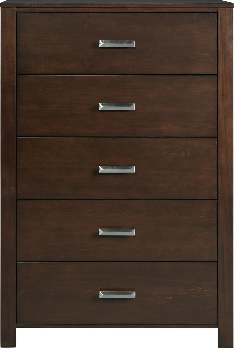 Riva Five Drawer Chest in Chocolate Brown (2024)