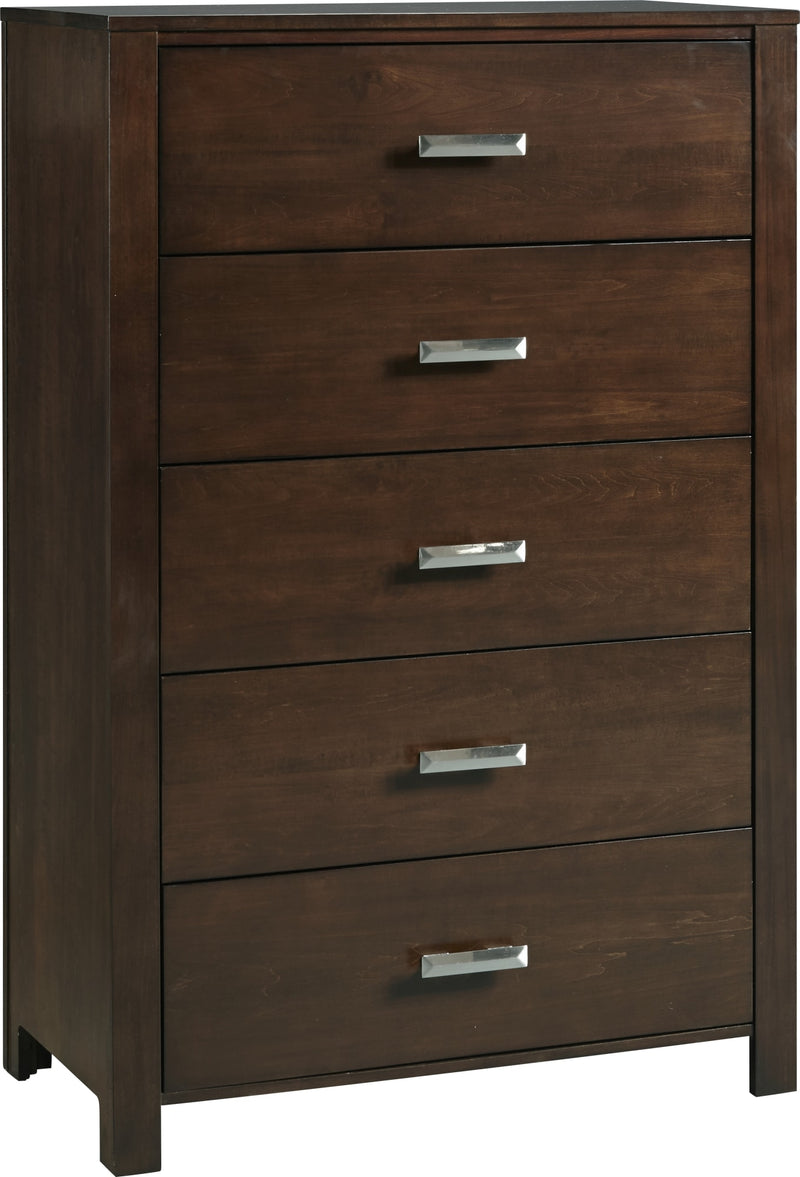 Riva Five Drawer Chest in Chocolate Brown (2024)