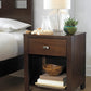 Riva One Drawer Nightstand in Chocolate Brown