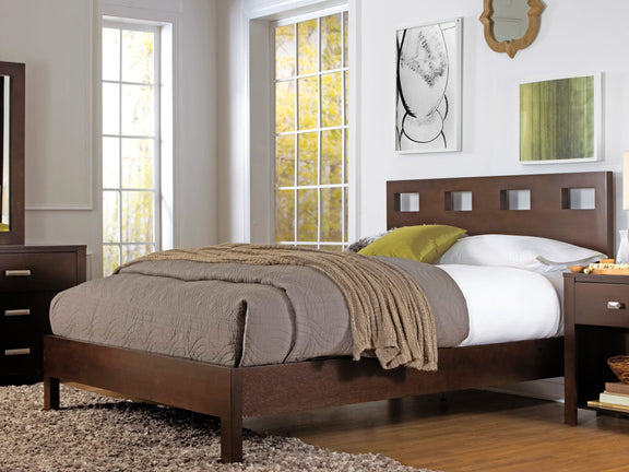 Riva Queen-size Platform Bed in Chocolate Brown