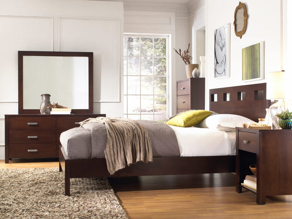 Riva King-size Platform Bed in Chocolate Brown