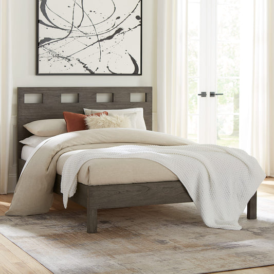Riva King-size Platform Bed in Sharkskin