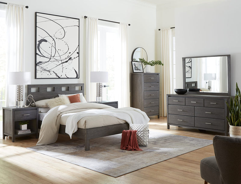 Riva King-size Platform Bed in Sharkskin