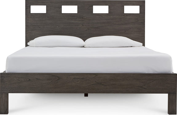 Riva King-size Platform Bed in Sharkskin