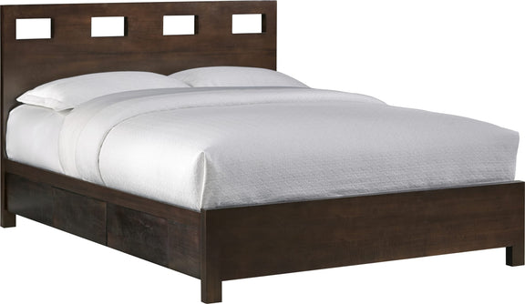 Riva King-size Platform Storage Bed in Chocolate Brown
