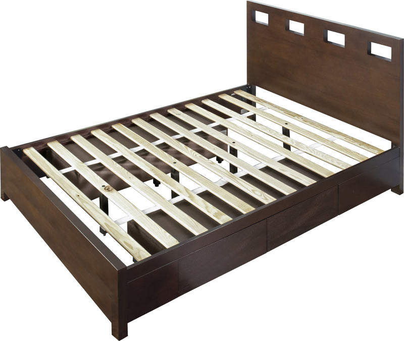 Riva Queen-size Platform Storage Bed in Chocolate Brown