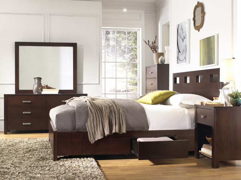 Riva King-size Platform Storage Bed in Chocolate Brown