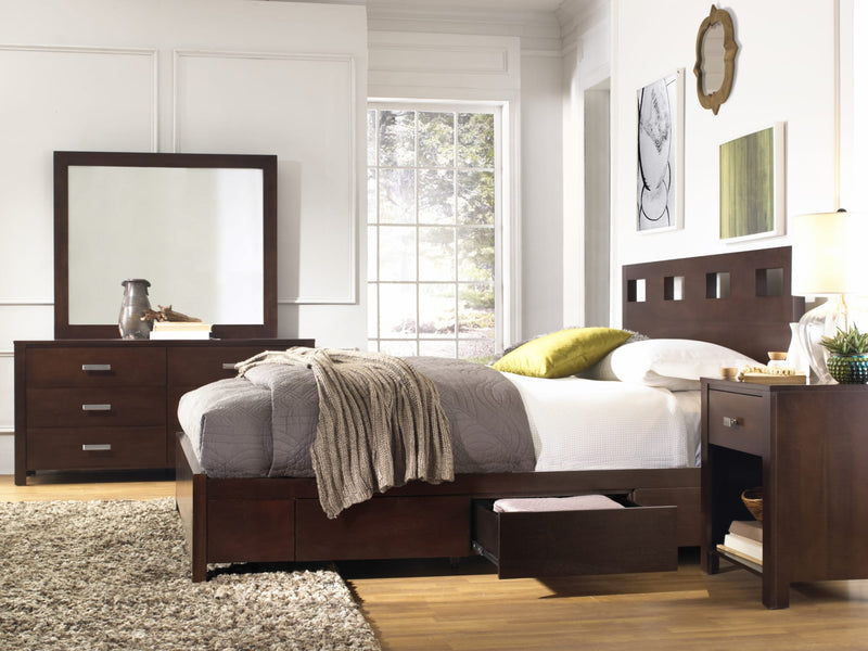 Riva Queen-size Platform Storage Bed in Chocolate Brown