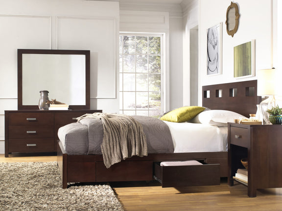 Riva King-size Platform Storage Bed in Chocolate Brown