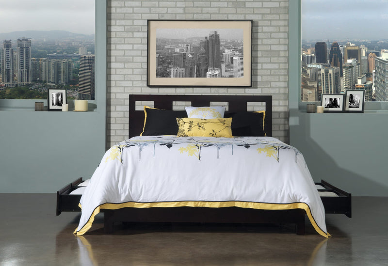 Riva King-size Platform Storage Bed in Espresso