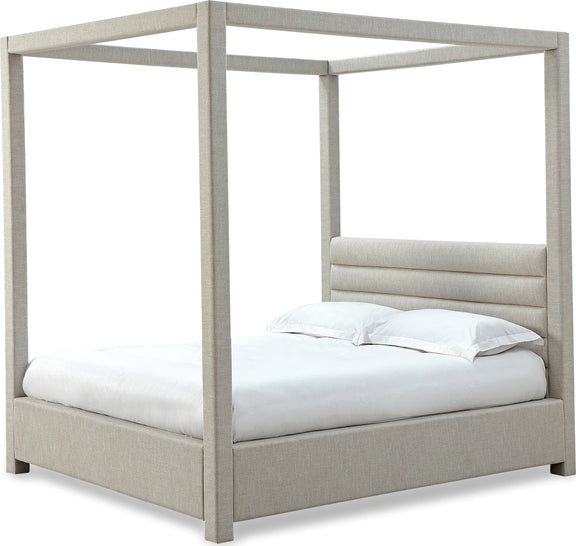 Rockford Full-size Upholstered Canopy Bed in Turtle Dove Linen (2026)