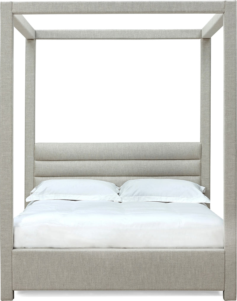 Rockford Full-size Upholstered Canopy Bed in Turtle Dove Linen (2026)