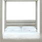 Rockford California King-size Upholstered Canopy Bed in Turtle Dove Linen (2026)