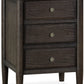 Rockport Three Drawer Small Nightstand in Yin