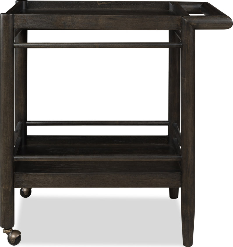 Rockport Two Shelf Rolling Bar Cart in Yin