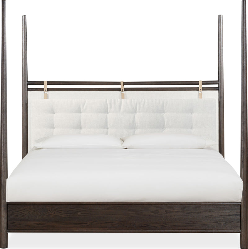 Rockport Upholstered King-size Poster Bed in Yin and Turtle Dove Linen