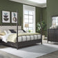 Rockport Upholstered Queen-size Poster Bed in Yin and Turtle Dove Linen