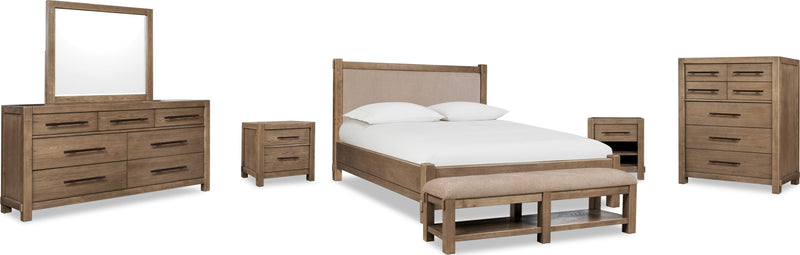 Roycroft Wd/Uph QN Bed - Bn/HW