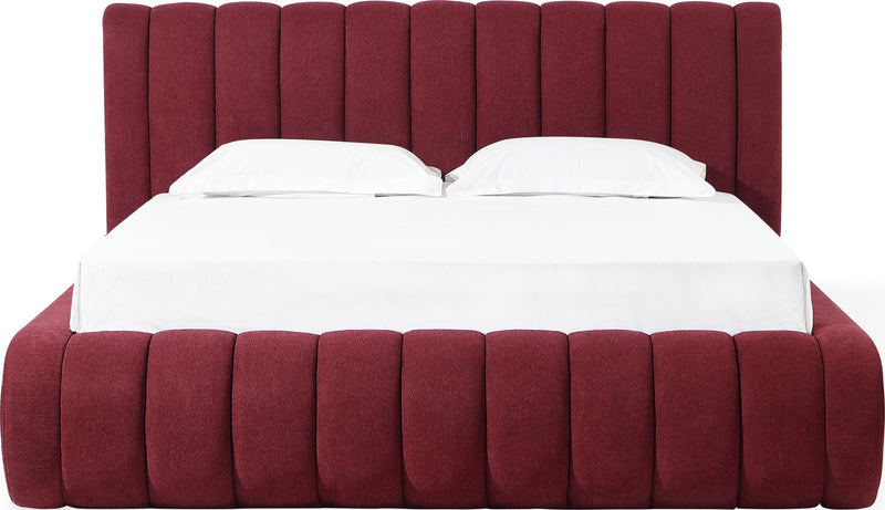 Savage Queen-size Maximalist Upholstered Bed in Ruby Chenille
