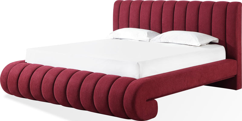Savage King-size Maximalist Upholstered Bed in Ruby Chenille