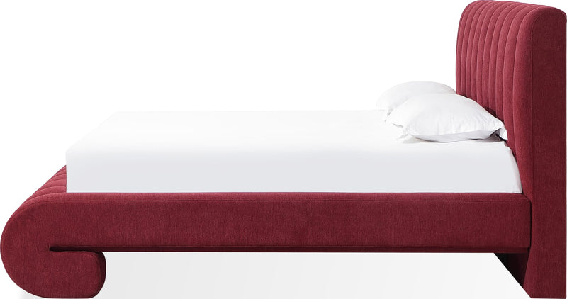 Savage Queen-size Maximalist Upholstered Bed in Ruby Chenille