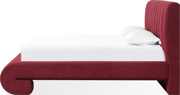 Savage King-size Maximalist Upholstered Bed in Ruby Chenille