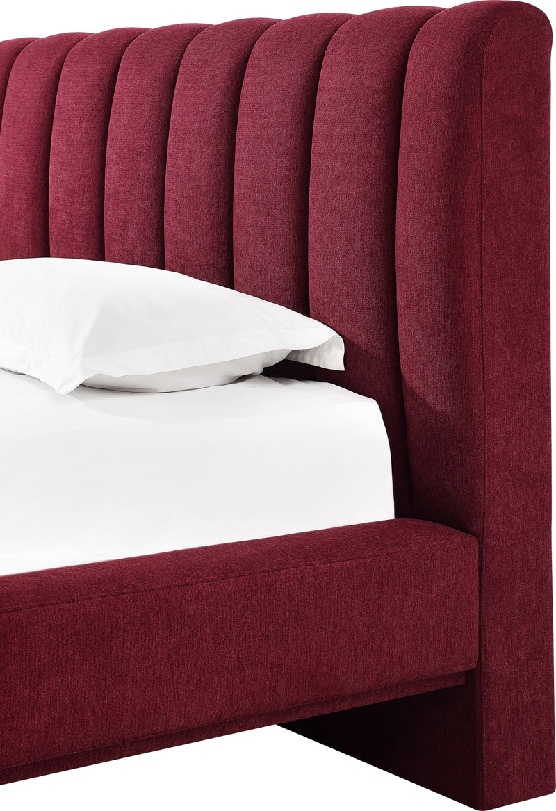 Savage Queen-size Maximalist Upholstered Bed in Ruby Chenille