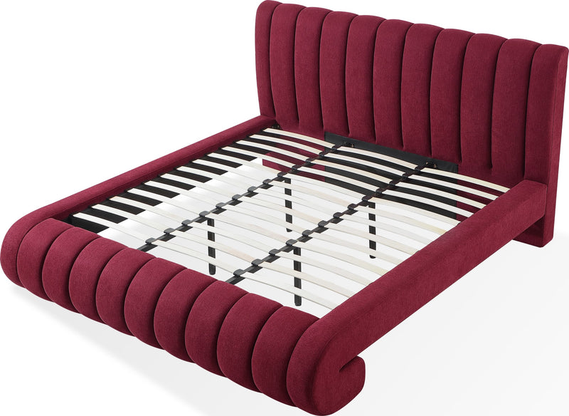 Savage King-size Maximalist Upholstered Bed in Ruby Chenille