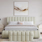Savage California King-size Maximalist Upholstered Bed in Sandy Chenille