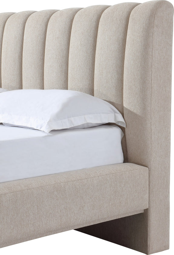 Savage California King-size Maximalist Upholstered Bed in Sandy Chenille