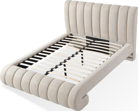 Savage Queen-size Maximalist Upholstered Bed in Sandy Chenille
