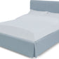 Shelby California-King Size Upholstered Skirted Storage Panel Bed in Sky
