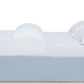 Shelby California-King Size Upholstered Skirted Storage Panel Bed in Sky