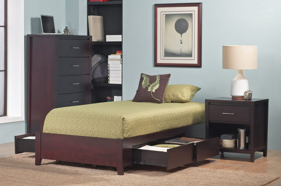 Simple King-size Platform Storage Bed in Espresso