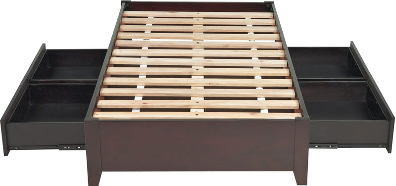 Simple Twin-size Platform Storage Bed in Espresso