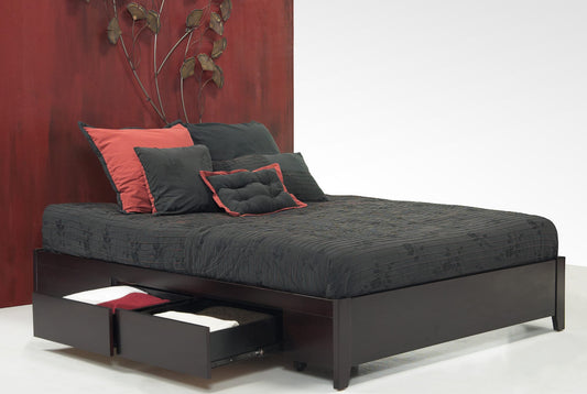 Simple California King-size Platform Storage Bed in Espresso