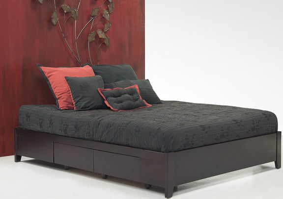 Simple King-size Platform Storage Bed in Espresso