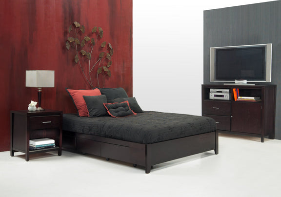 Simple King-size Platform Storage Bed in Espresso