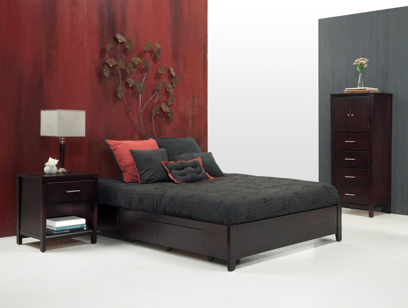 Simple King-size Platform Storage Bed in Espresso