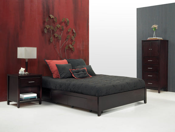 Simple Full-size Platform Storage Bed in Espresso
