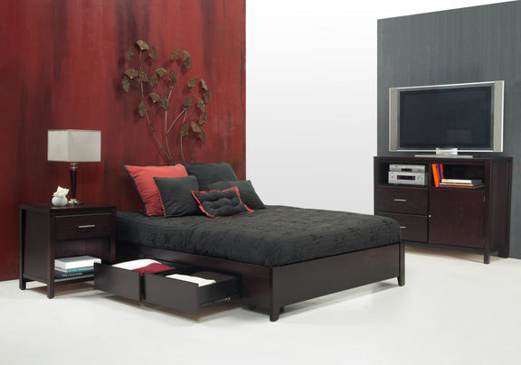Simple King-size Platform Storage Bed in Espresso