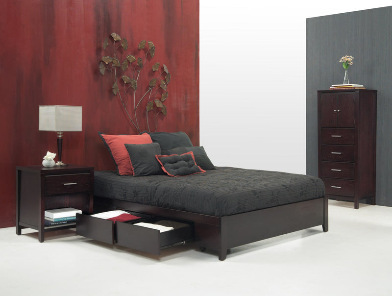 Simple Twin-size Platform Storage Bed in Espresso