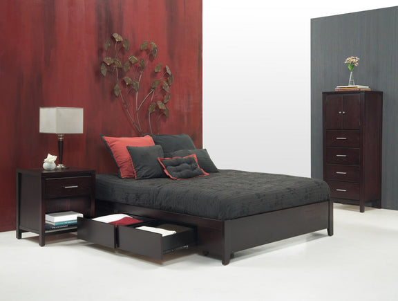 Simple Full-size Platform Storage Bed in Espresso