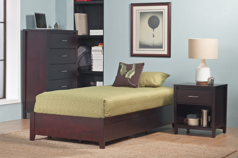 Simple King-size Platform Storage Bed in Espresso