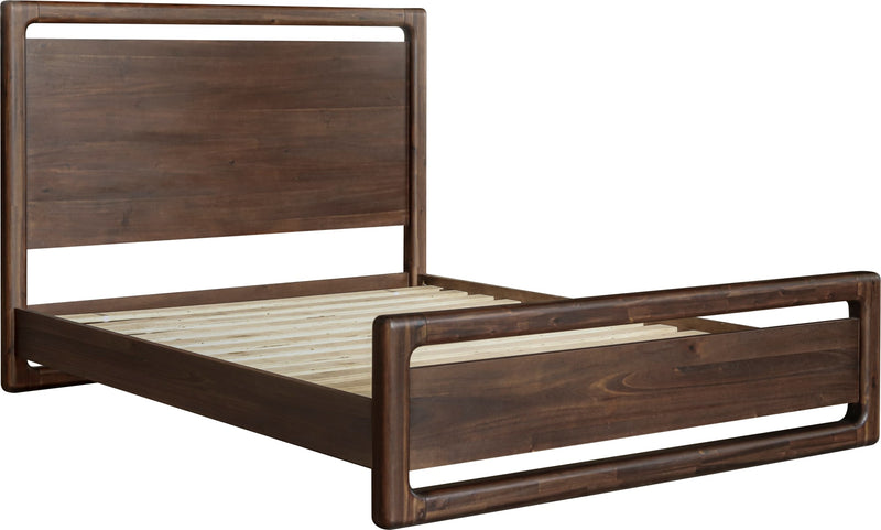 Sol Queen-size Acacia Wood Platform Bed in Brown Spice