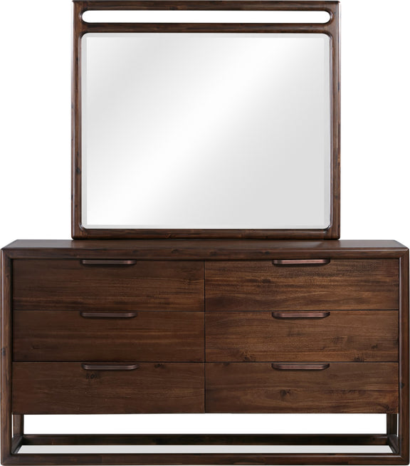 Sol Beveled Glass Wall or Dresser Mirror in Brown Spice