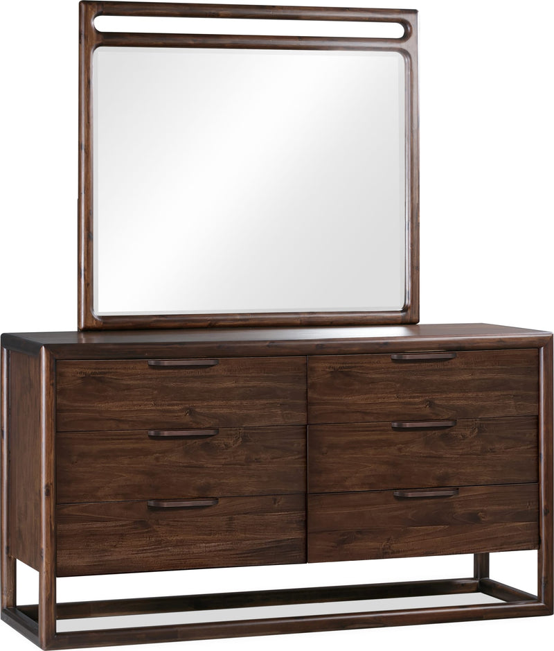 Sol Beveled Glass Wall or Dresser Mirror in Brown Spice