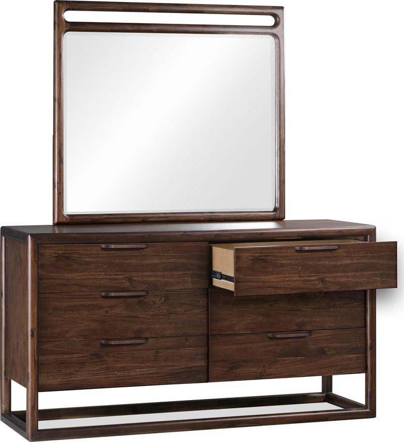 Sol Beveled Glass Wall or Dresser Mirror in Brown Spice